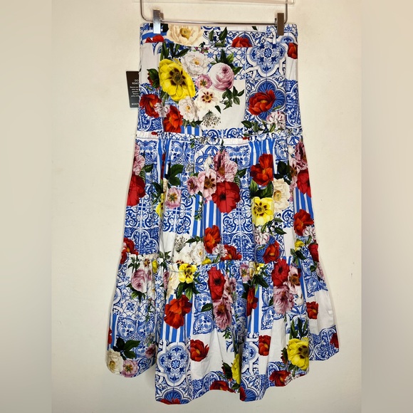 BOSTON PROPER bohemian tiered patchwork maxi skirt - Picture 4 of 12